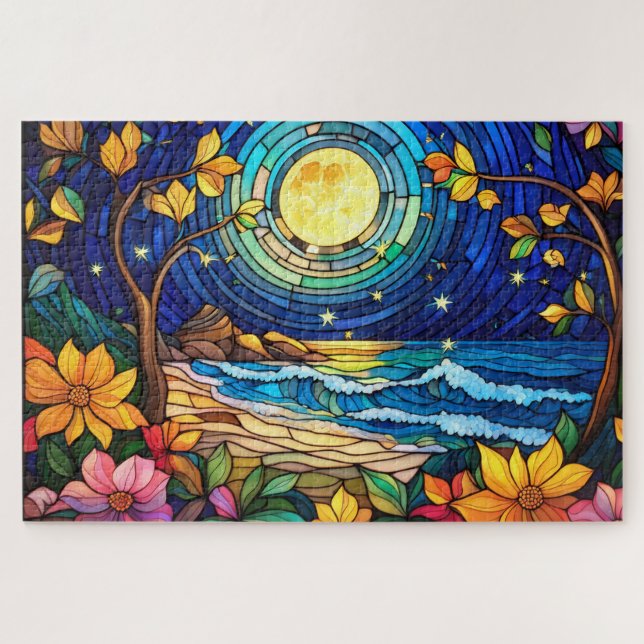 Belo quebra-cabeça de vidro colorido Tropical (Horizontal)