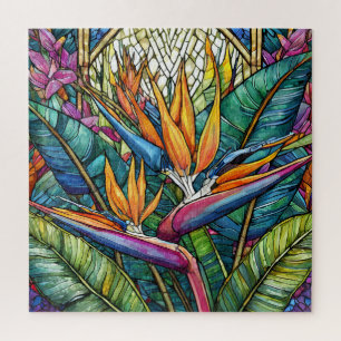 Belo quebra-cabeça de vidro colorido Tropical