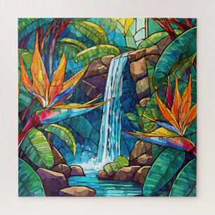 Belo quebra-cabeça de vidro colorido Tropical