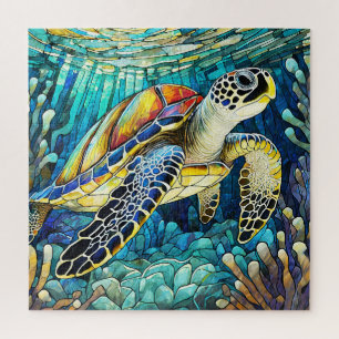 Belo quebra-cabeça de vidro colorido Tropical