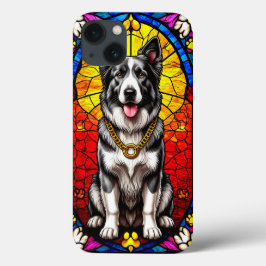 Belo Retrato de Cachorro em Obra de Arte em Vidro