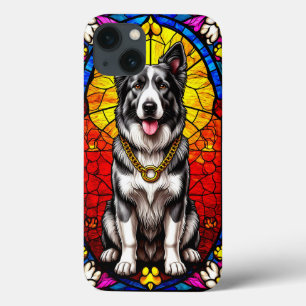 Belo Retrato de Cachorro em Obra de Arte em Vidro 