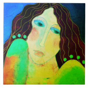 Belo retrato digital abstrato de uma mulher