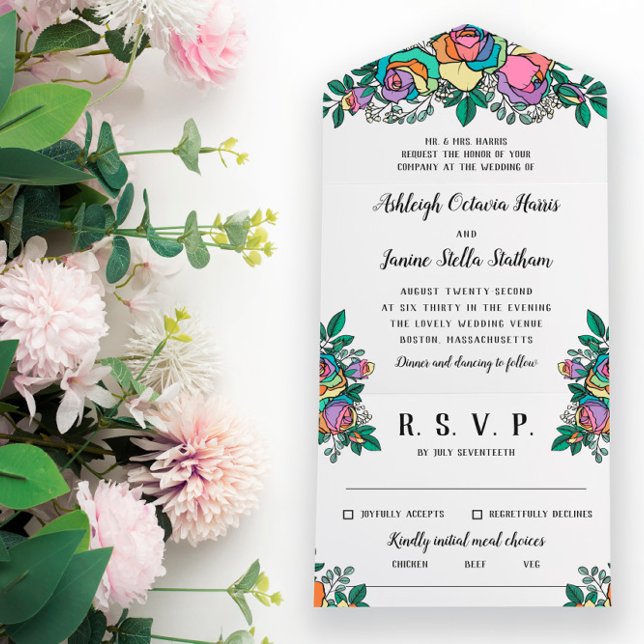 Belo Rosa Arco-Íris Casamento Floral (Criador carregado)
