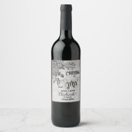 Belo rótulo de garrafa de vinho preto/Cinza