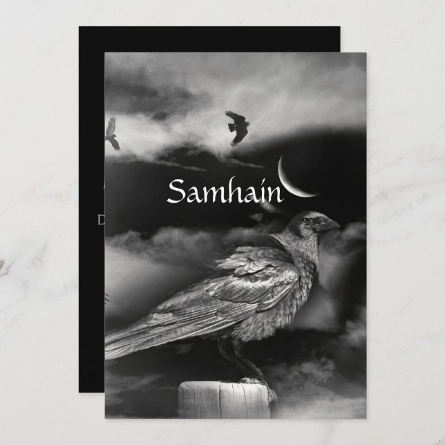 Belo Samhain Benção Moon Raven Crows (Frente/Verso)