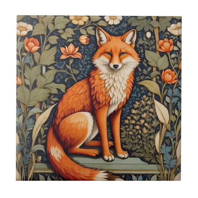Belo Sentado Fox Vermelha William Morris Inspirou (Frente)