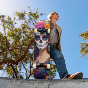 Belo Skateboard de Crânio de Açúcar