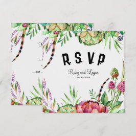 Belo Suculente Cartão RSVP de Casamento
