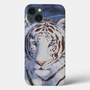 Belo Tigre Branco com Olhos Azuis Cristais