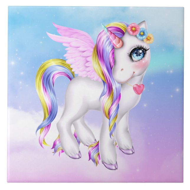 Belo Unicórnio com Rainbow Mane Tail (Frente)