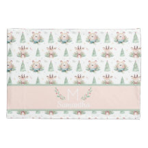 Belo Urso de Árvores de Natal e Monograma de Veado