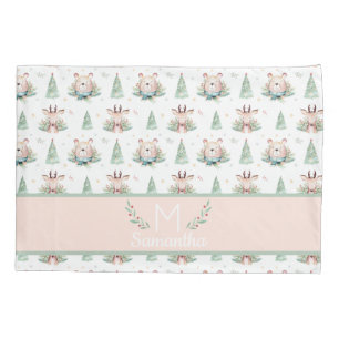 Belo Urso de Árvores de Natal e Monograma de Veado