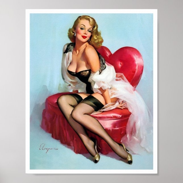 Belo Vintage Retro Pin Up Girl Poster (Frente)