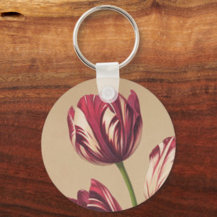Belo Vintage Tulipas de Arte Botânica Chaveiro