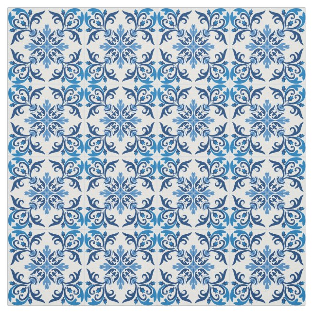 💙 Belos Azulejos azuis, Tecido do tamanho do azul (Modelo)