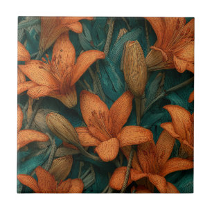 Belos Azulejos de Lírios Florais Para Revestimento