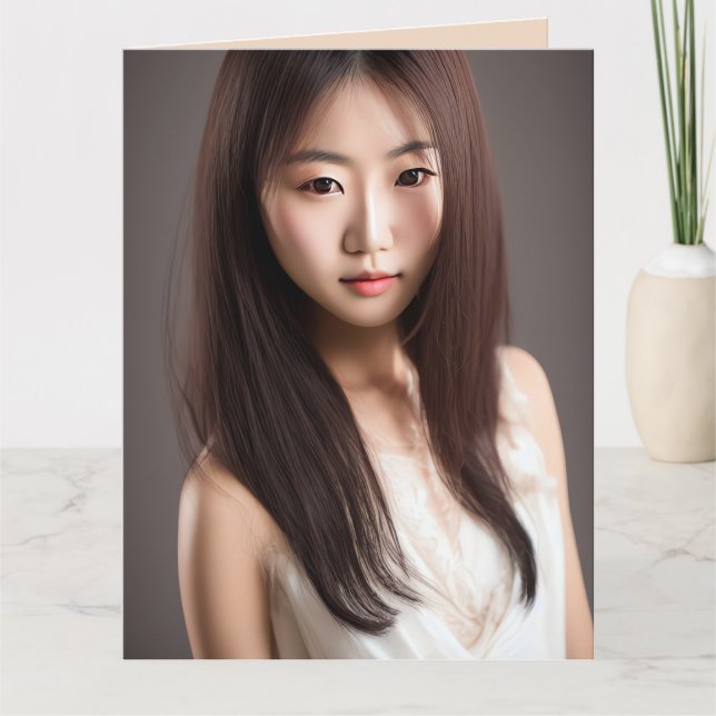 BELOS CARTÕES DE ANIVERSÁRIO DE ARTE DE GAROTA ASI (Frente)