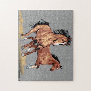 Belos Cavalos Correntes pintando Quebra-cabeça de