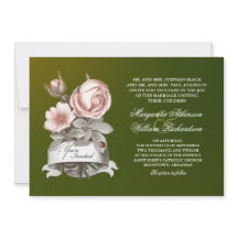 belos convites para casamento verde vintage