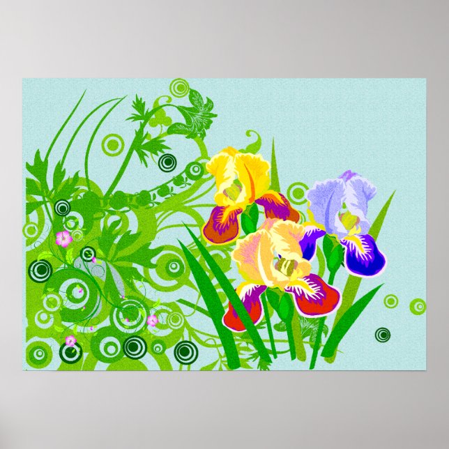 Belos Flores de Poster ou Impressão Iris Flores (Frente)