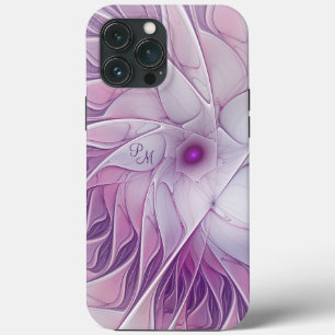 Belos iniciais fractais abstratos de flor rosa