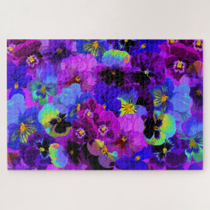 Belos Pansies Quebra-cabeça Roxos Flores Violetas