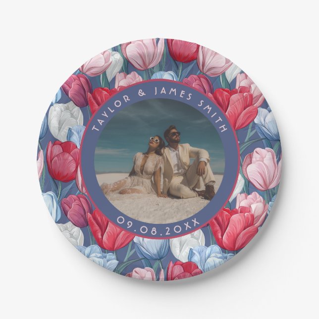 Belos Pratos De Tulipas Para Chá de casamento (Frente)