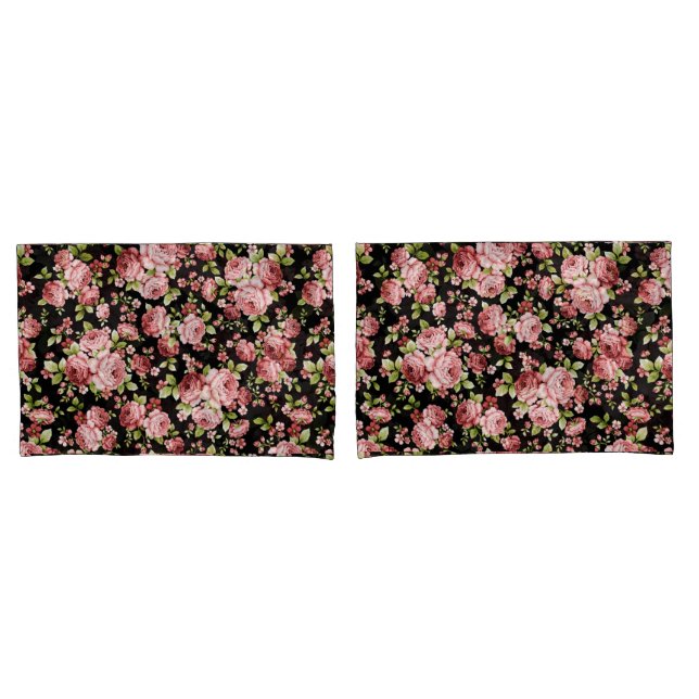 Belos Rosas de Padrão Floral com Folhagem Verde (Frente - conjunto)