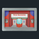 Belt do Cinturão de Cinema Retroativo<br><div class="desc">As estrelas estão em força de cheio neste Belt do Teatro Retro Filme — tanto as estrelas no céu noturno quanto as estrelas na tela prateada. Este design de arte minimalista estilo 1960 mostra o exterior de uma casa de cinema clássica da Era do Ouro do Cinema. O prédio vermelho...</div>