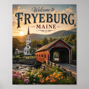 Bem-vindo a Fryeburg, Maine Poster de Viagem Vinta
