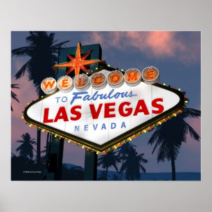 Bem-vindo a Las Vegas Sign Night Retro Poster Impr