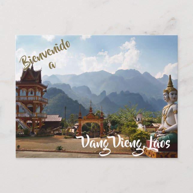 Bem-vindo a Vang Vieng, cartão postal do Laos (Frente)