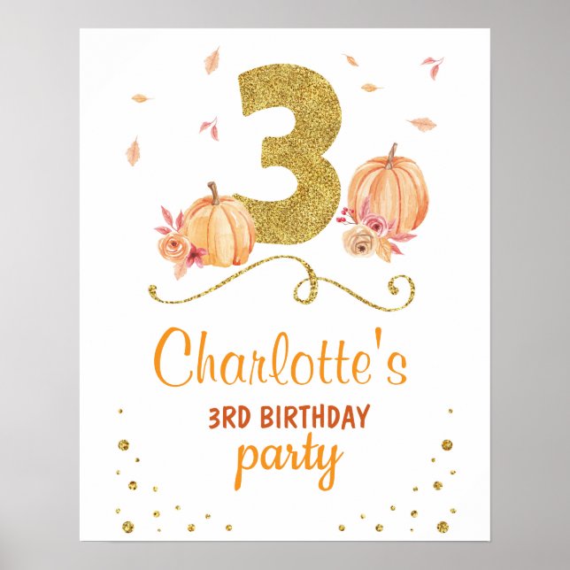 Bem-vindo Aniversário de 3º Festa Poster Pumpkin T (Frente)