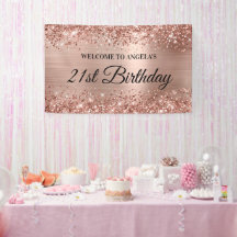 Bem-vindo ao 21º aniversário em Glittery Rose Gold