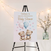 Bem-vindo ao Chá de Bebê Urso de Pelúcia Rosa Azul