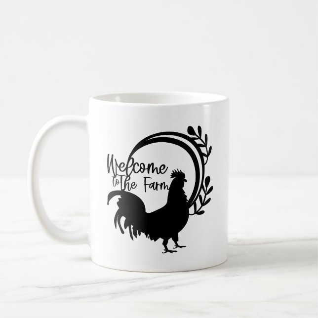 Bem-vindo ao Farm Rooster Caneca de Café (Esquerda)
