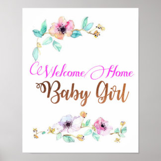 Bem-vindo ao Home Baby Girl Poster com fonte de co