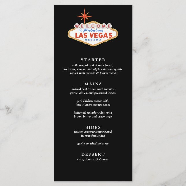 Bem-vindo ao Menu Recepção de casamento Las Vegas (Frente)