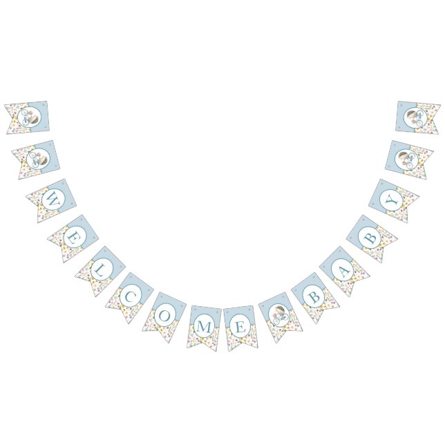 Bem-vindo Baby Hedgehog Bandeira Floral - Azul (Todos)