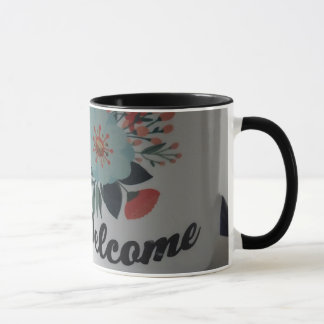 Bem-vindo caneca floral vintage