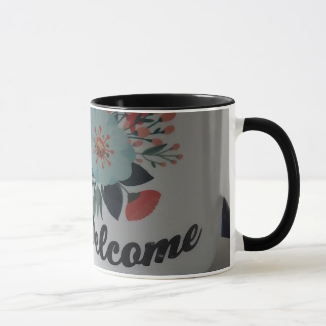 Bem-vindo caneca floral vintage (Direita)