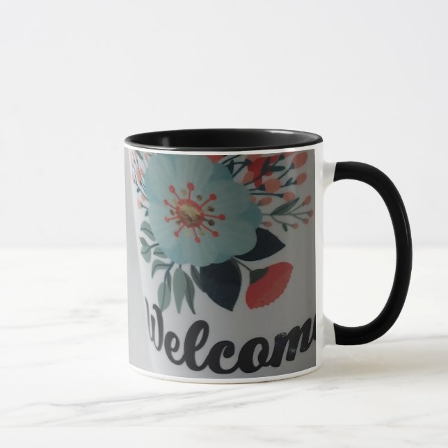 Bem-vindo caneca floral vintage (Direita)