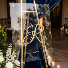 Bem-vindo de Casamento Minimalista Dourado Monogra