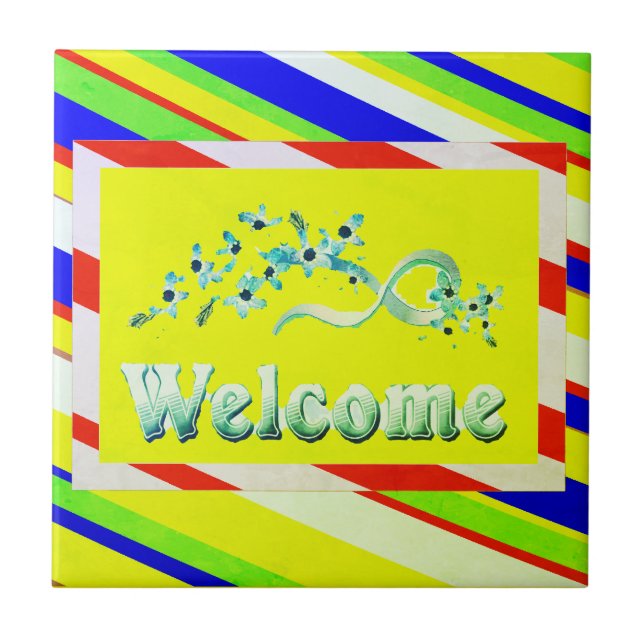 BEM-VINDO DESIGN AMARELO COM TEXTO DE PRATA (Frente)