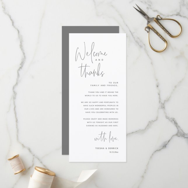 Bem-vindo e Obrigados, colocar Cartões de agradeci (Frente/Verso In Situ)