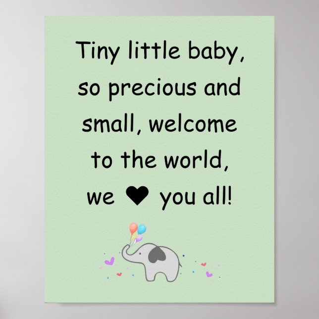 bem-vindo, elefante, decoração de parede para berç (Frente)