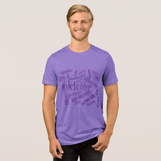 "Bem-vindo" Em Várias Línguas Roxo (Frente Completa)