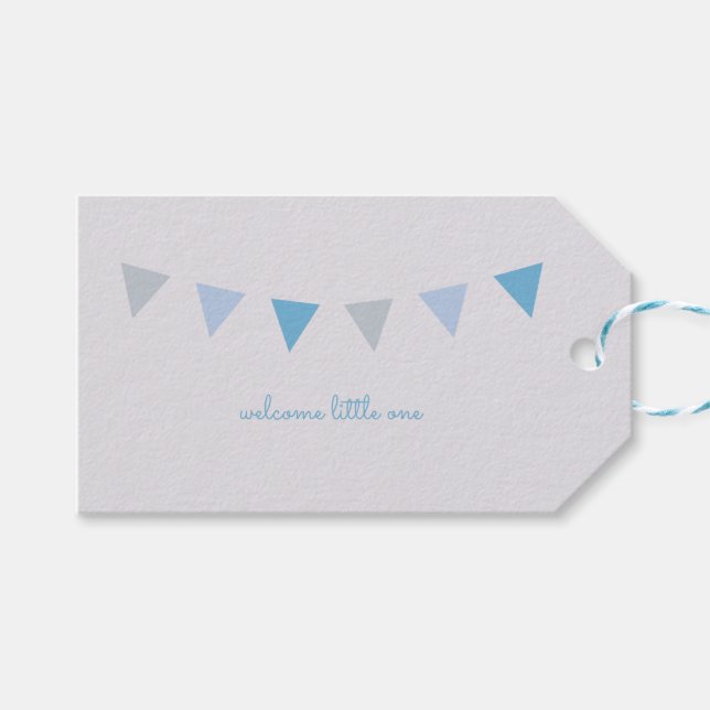 Bem-vindo Pequena Etiqueta de Presente {Azul Claro (Frente (horizontal))