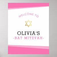 BEM-VINDO POSTER bat mitzvah ângulos simples rosa
